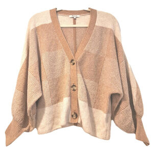 Madewell Lewiston Cardigan Sweater Womens Large Wool Alpaca Cropped Tan Preppy
